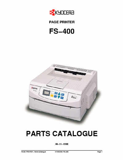 Kyocera FS-400 Kyocera FS-400 Page Printer  Parts Manual